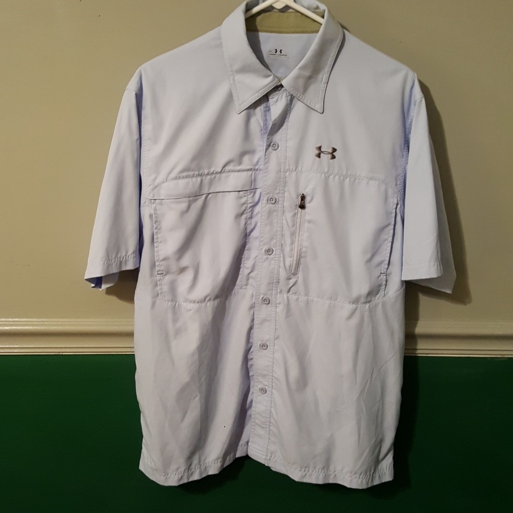 Under Armour Blue Short Sleeve Button-up Shirt